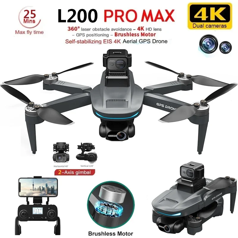 Drone Camera Wide Angle - L200 PRO MAX Drone 4K 2-Axis