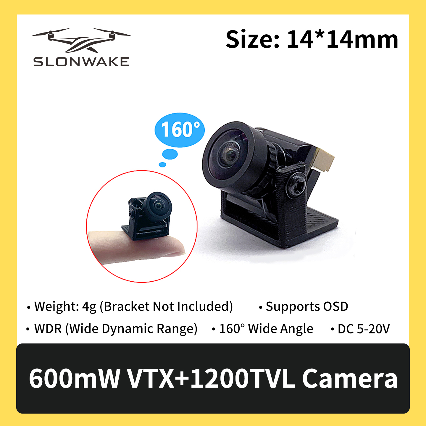 SLONWAKE 5.8G 600mW 7-24V FPV  - огляд і ціна Drone Camera Wide Angle